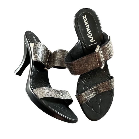 Snakeskin Open Toe Mules heels - Picture 1 of 10